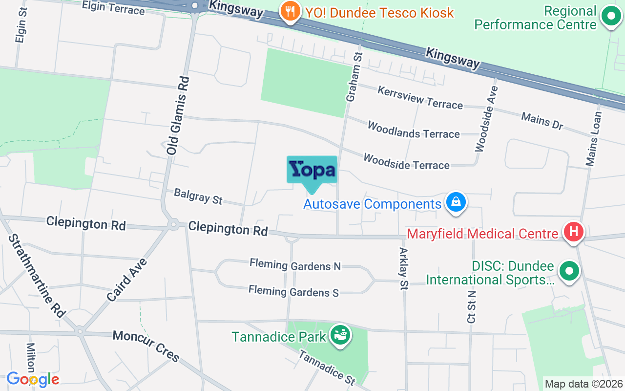 Map showing the location of DD4 9AP
