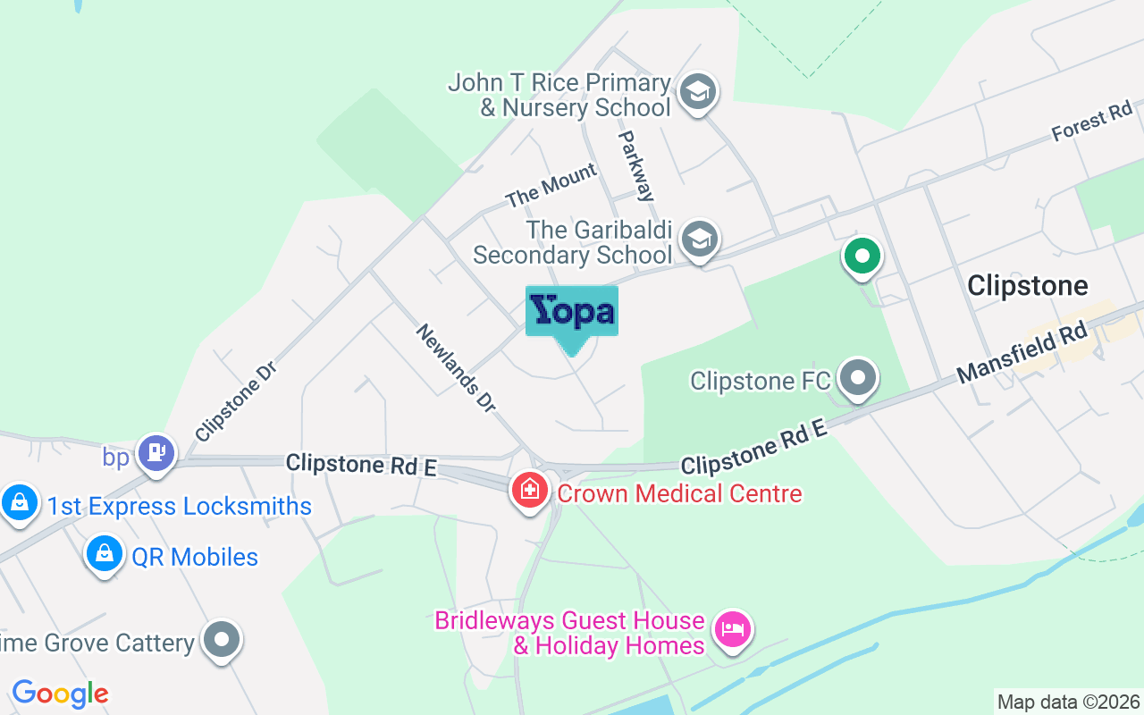 Map showing the location of NG19 0JB