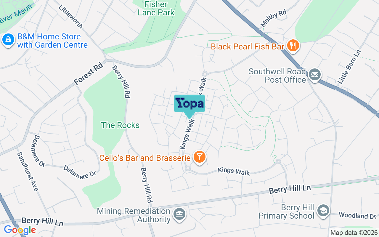 Map showing the location of NG18 4YD