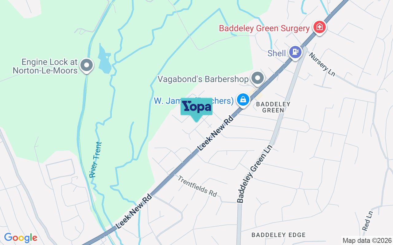 Map showing the location of ST2 7QB
