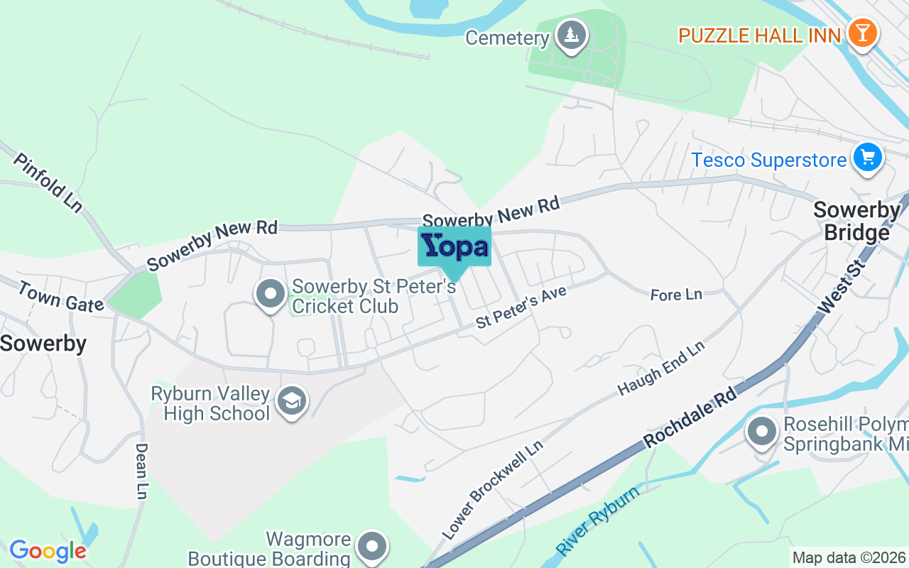 Map showing the location of HX6 1BZ