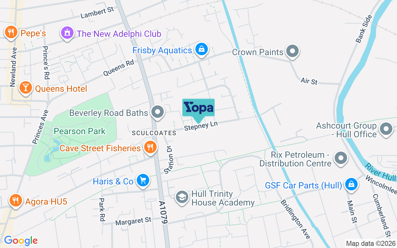 Map showing the location of HU5 1HZ