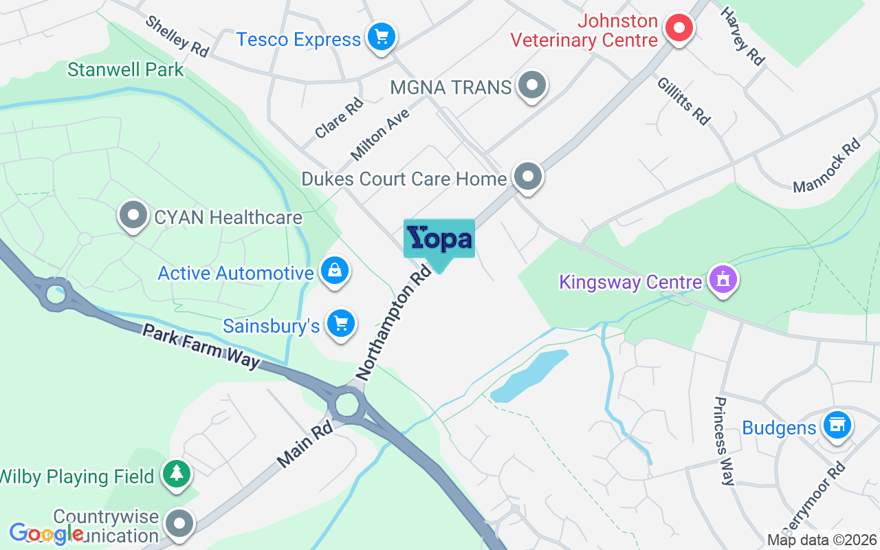 Map showing the location of NN8 3PR