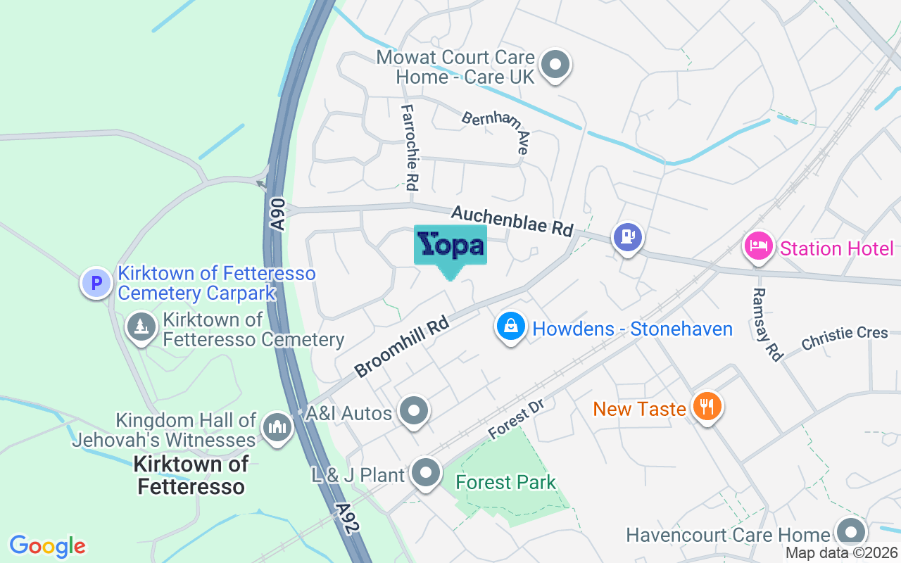 Map showing the location of AB39 2PY