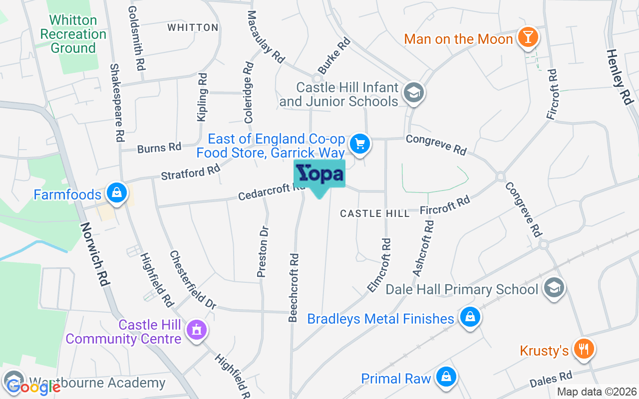 Map showing the location of IP1 6BN