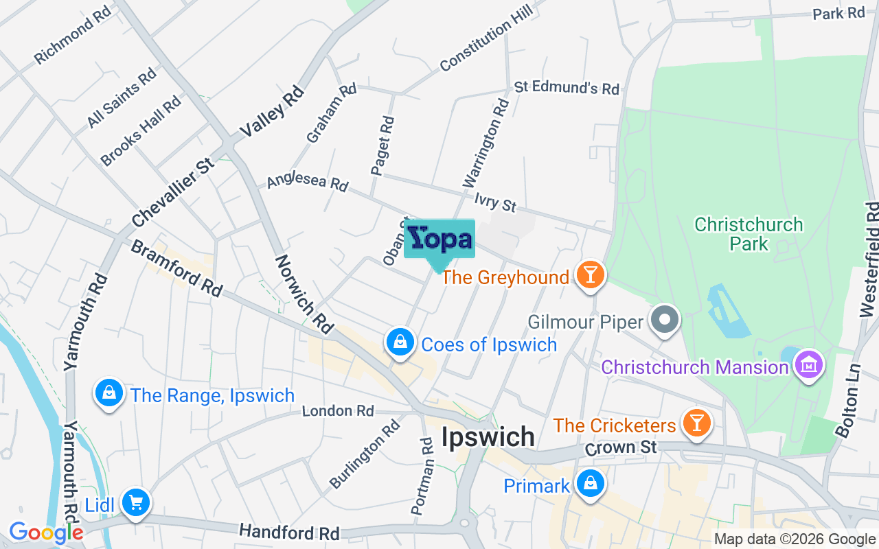 Map showing the location of IP1 3PE