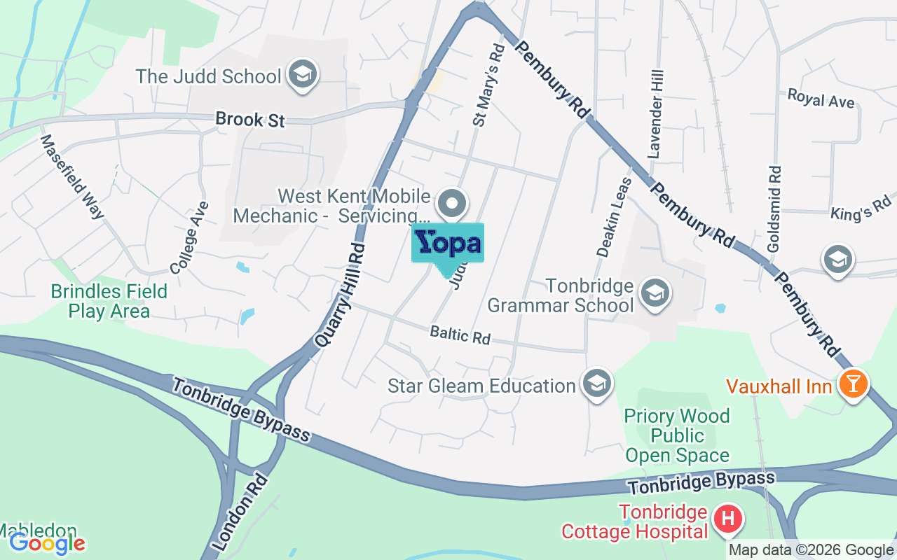 Map showing the location of TN9 2NJ