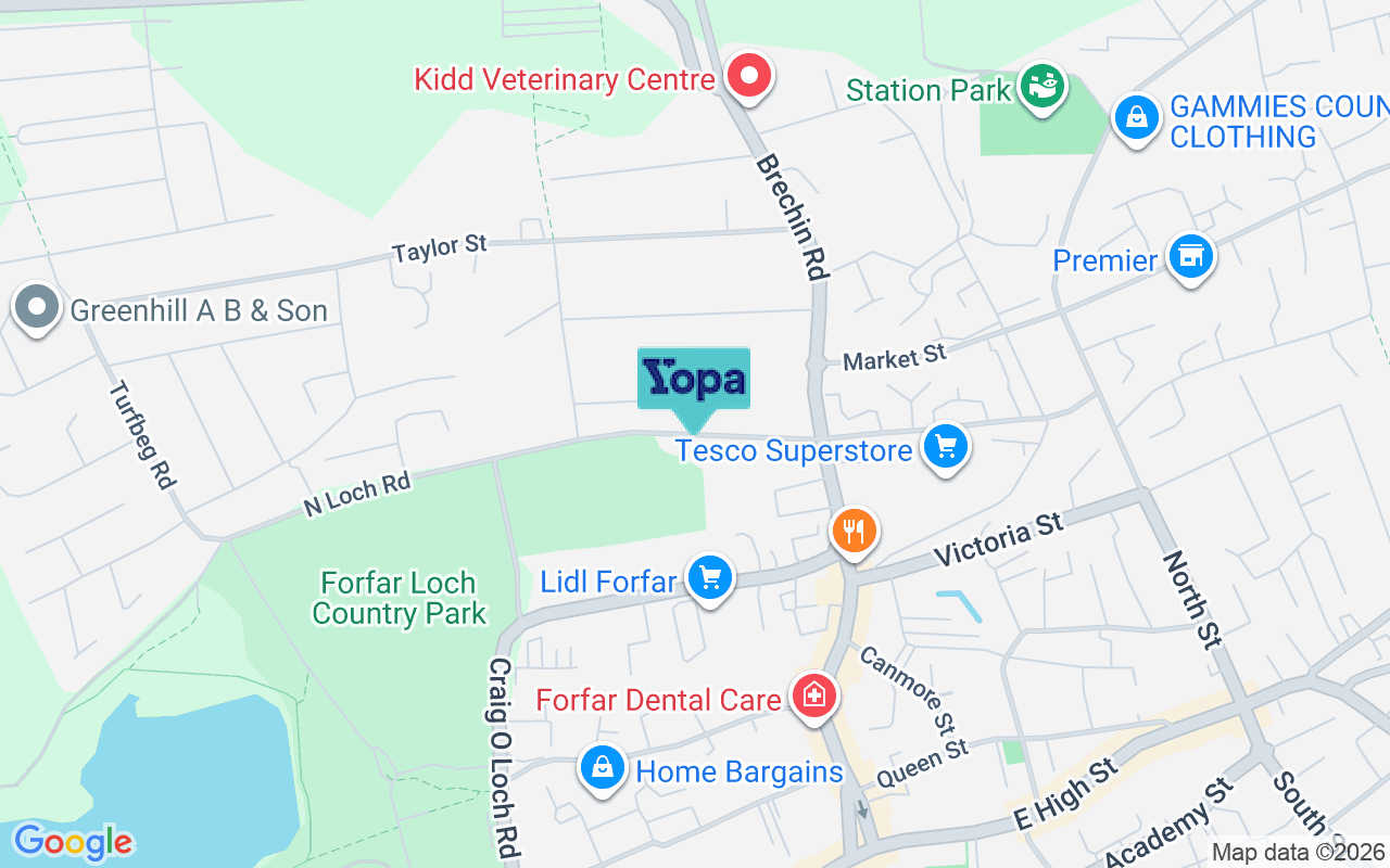 Map showing the location of DD8 3JD