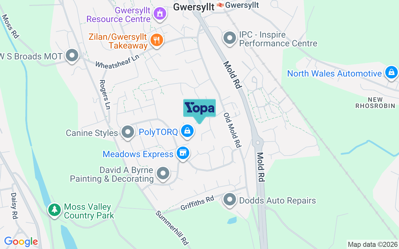 Map showing the location of LL11 4QW