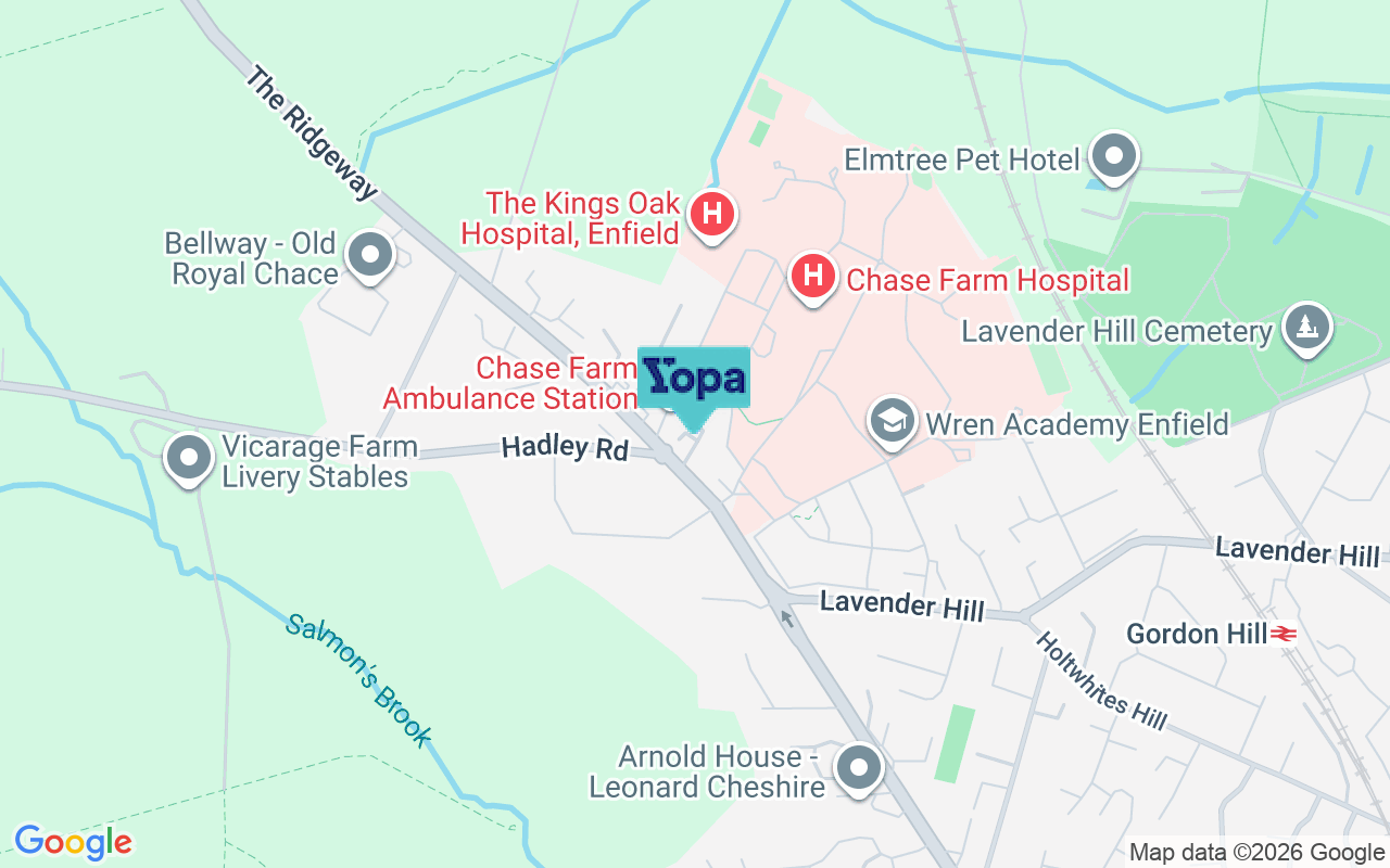 Map showing the location of EN2 8FJ