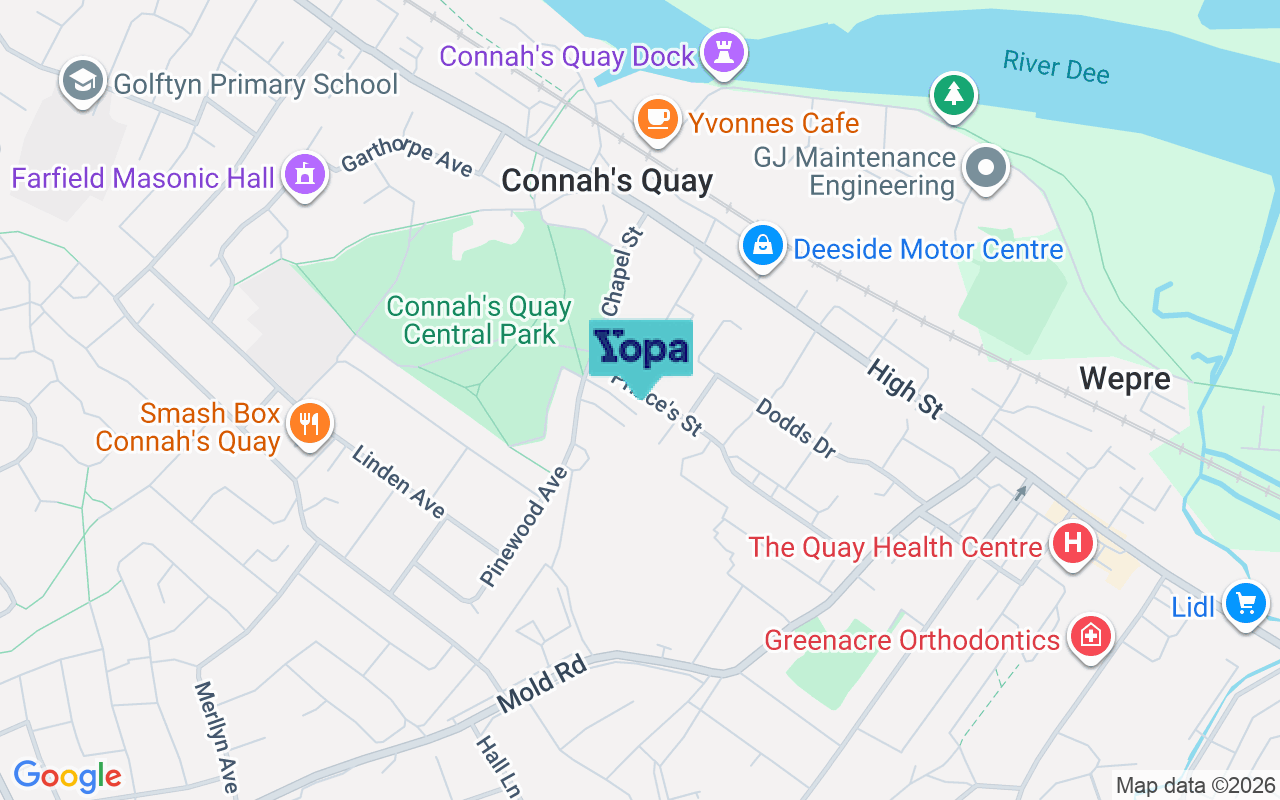 Map showing the location of CH5 4QE