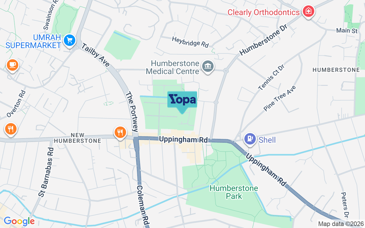 Map showing the location of LE5 0QT