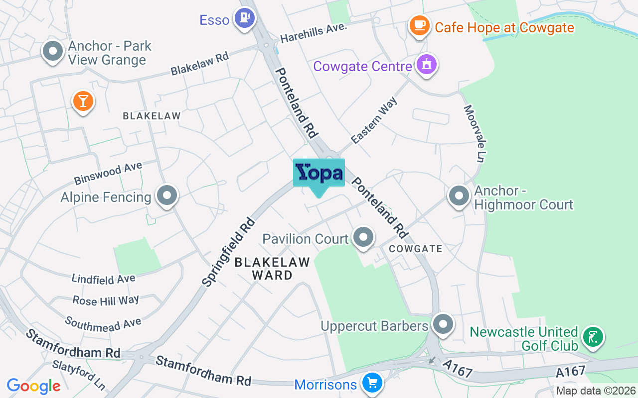 Map showing the location of NE5 3LG