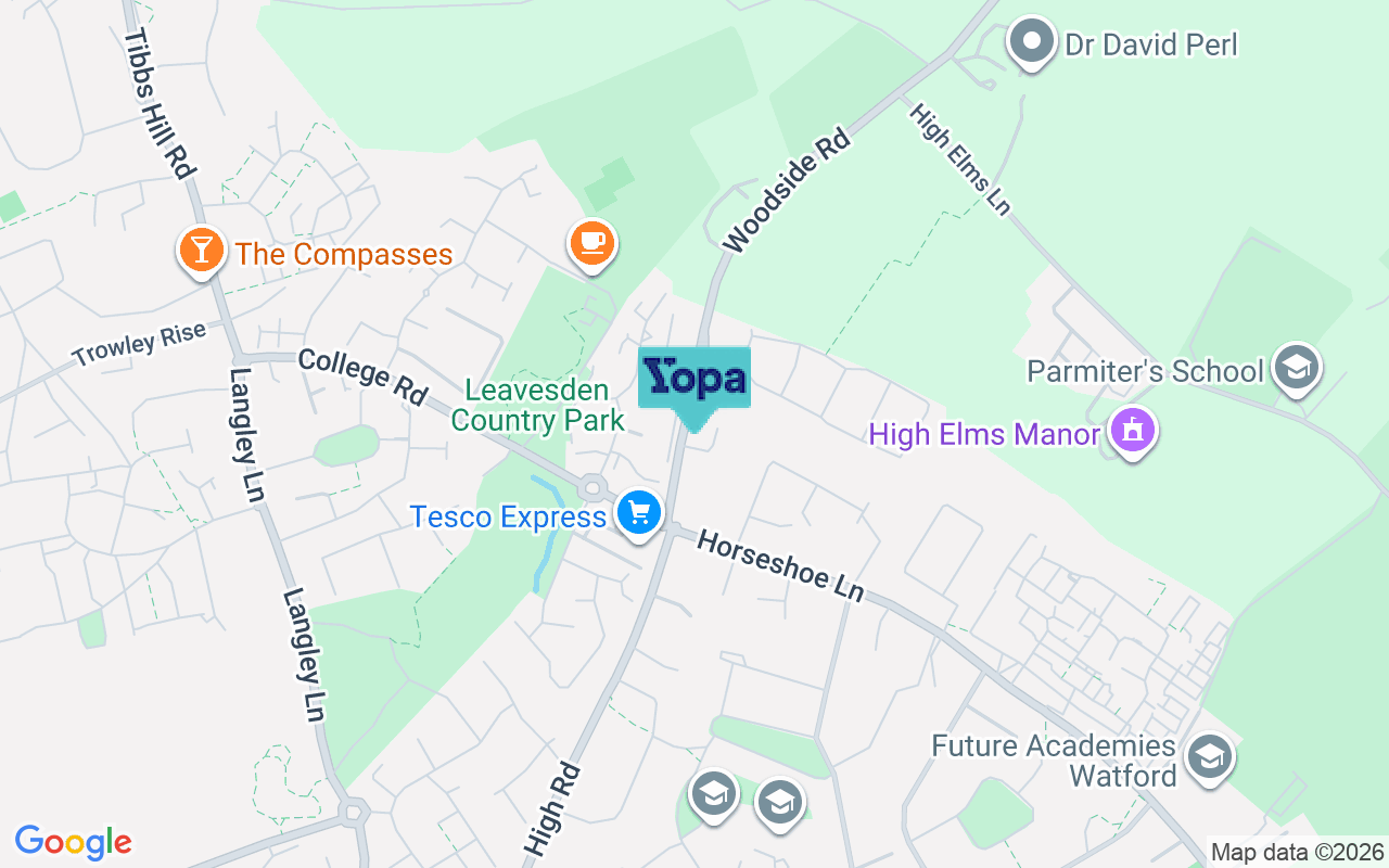 Map showing the location of WD25 0GD