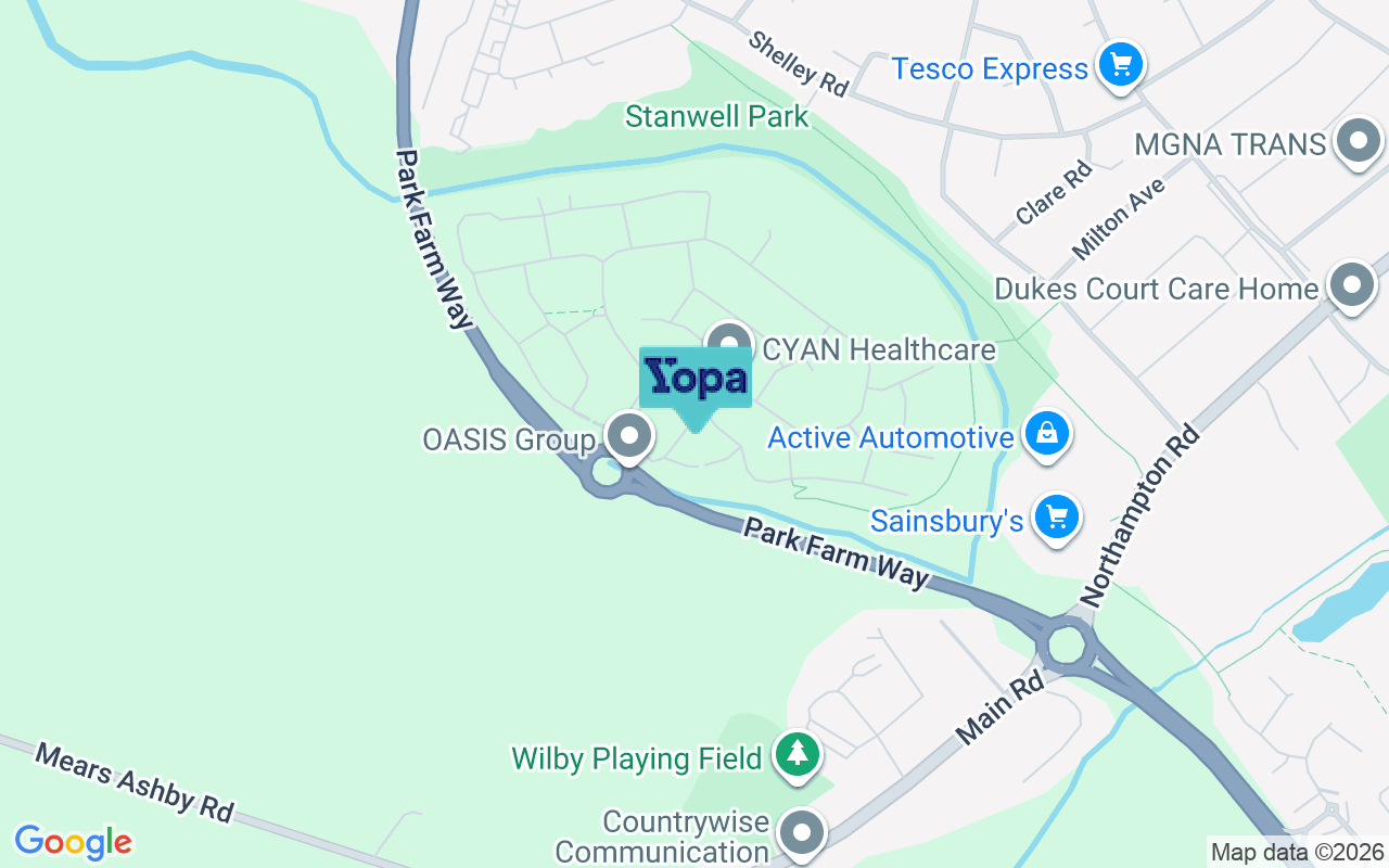 Map showing the location of NN8 3AX