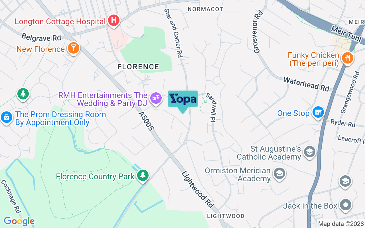 Map showing the location of ST3 7HN