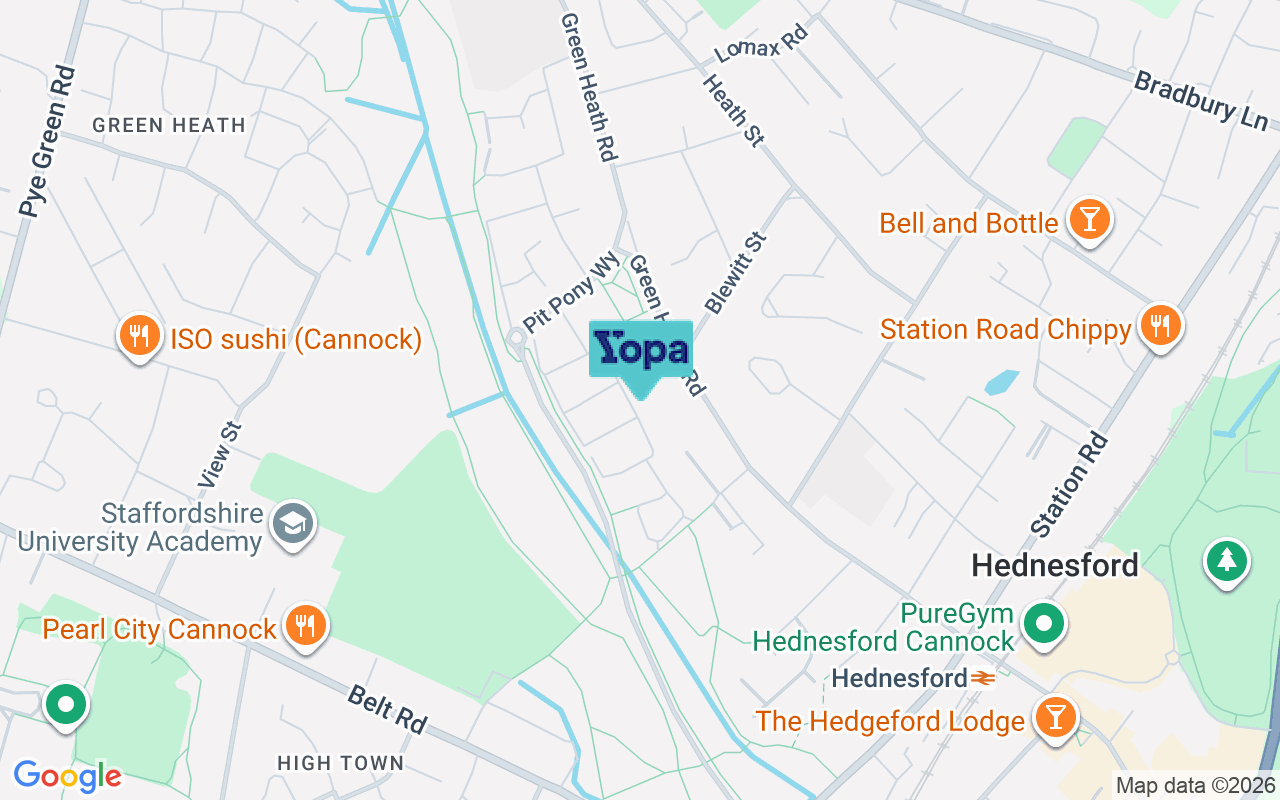 Map showing the location of WS12 4WG