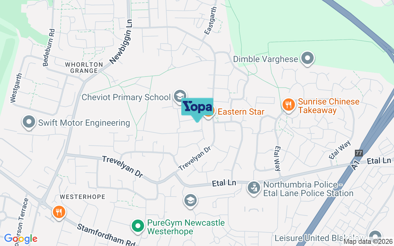 Map showing the location of NE5 4ED