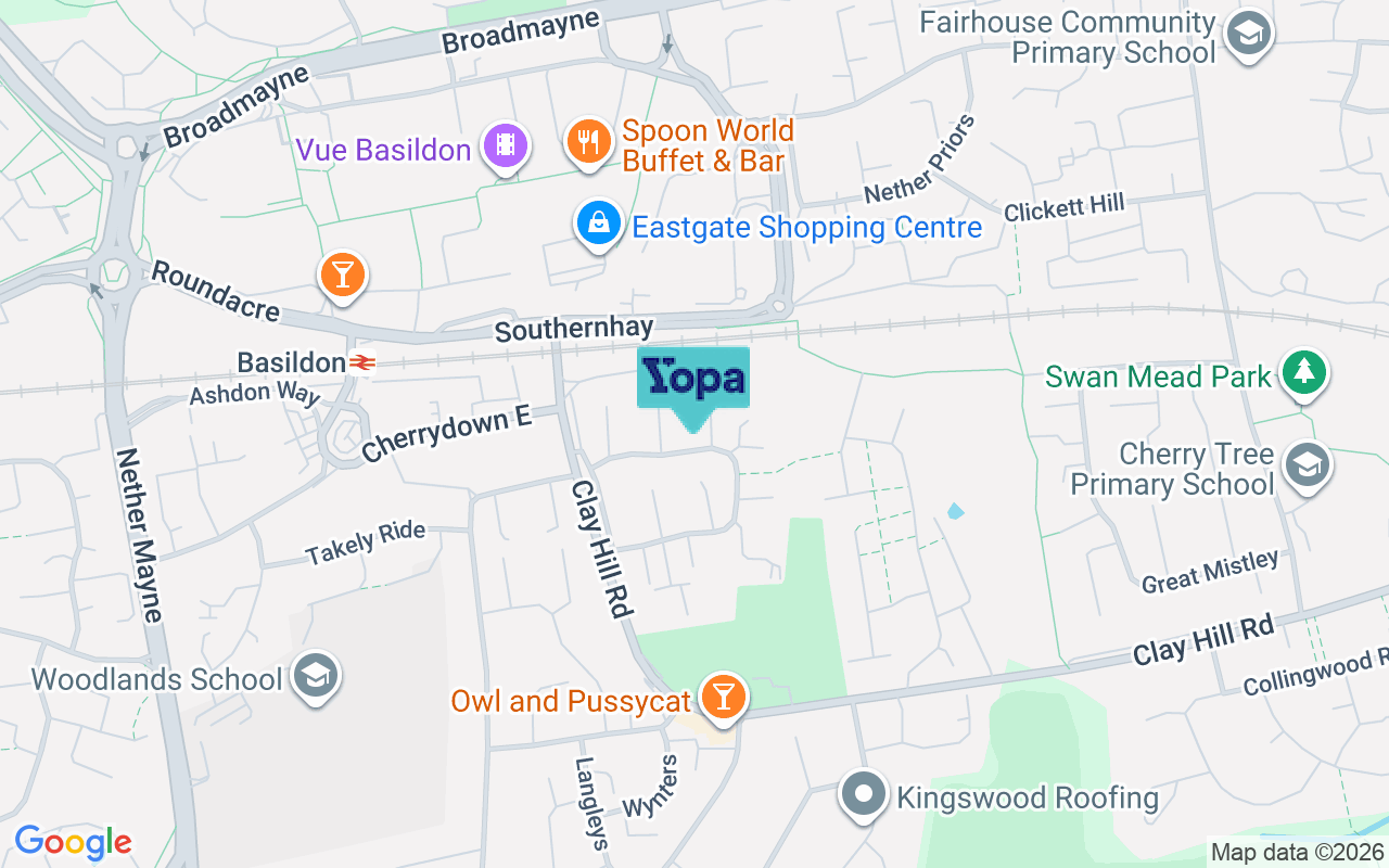 Map showing the location of SS16 5BQ