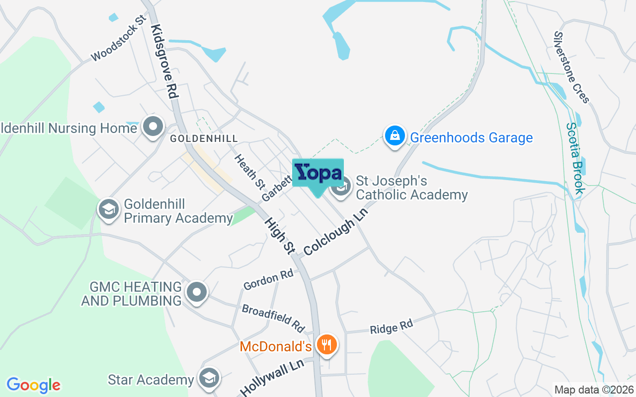 Map showing the location of ST6 5RS