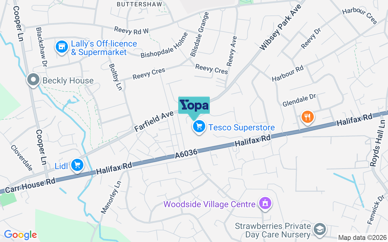 Map showing the location of BD6 2ED
