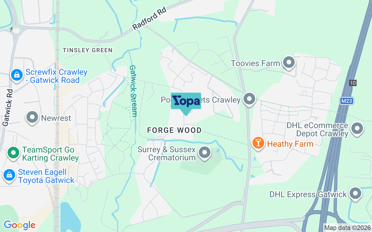 Map showing the location of RH10 3SU