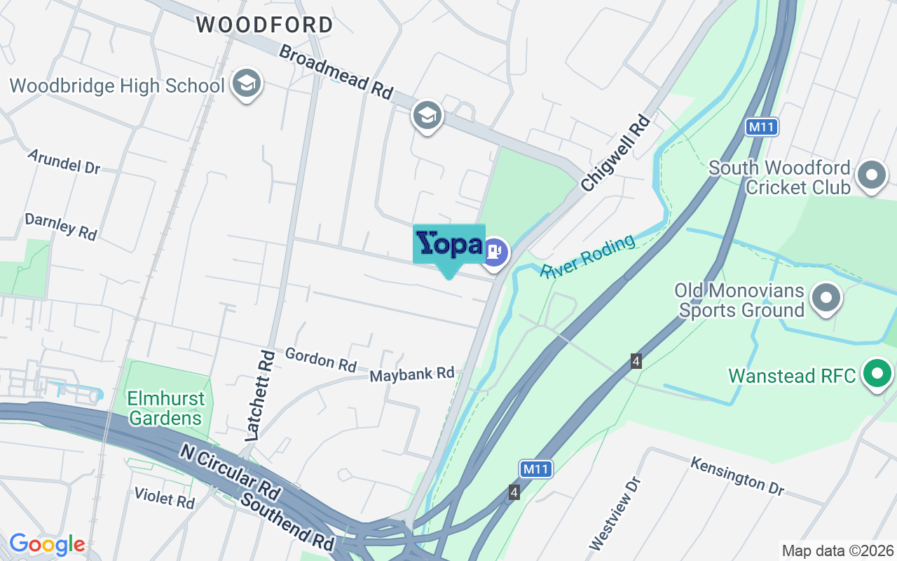 Map showing the location of IG8 7AB
