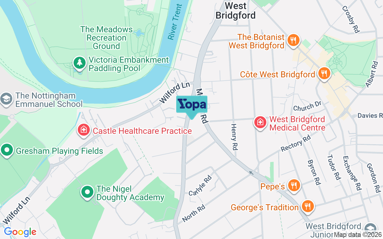 Map showing the location of NG2 7JX