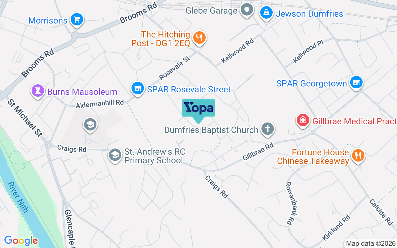 Map showing the location of DG1 4HX