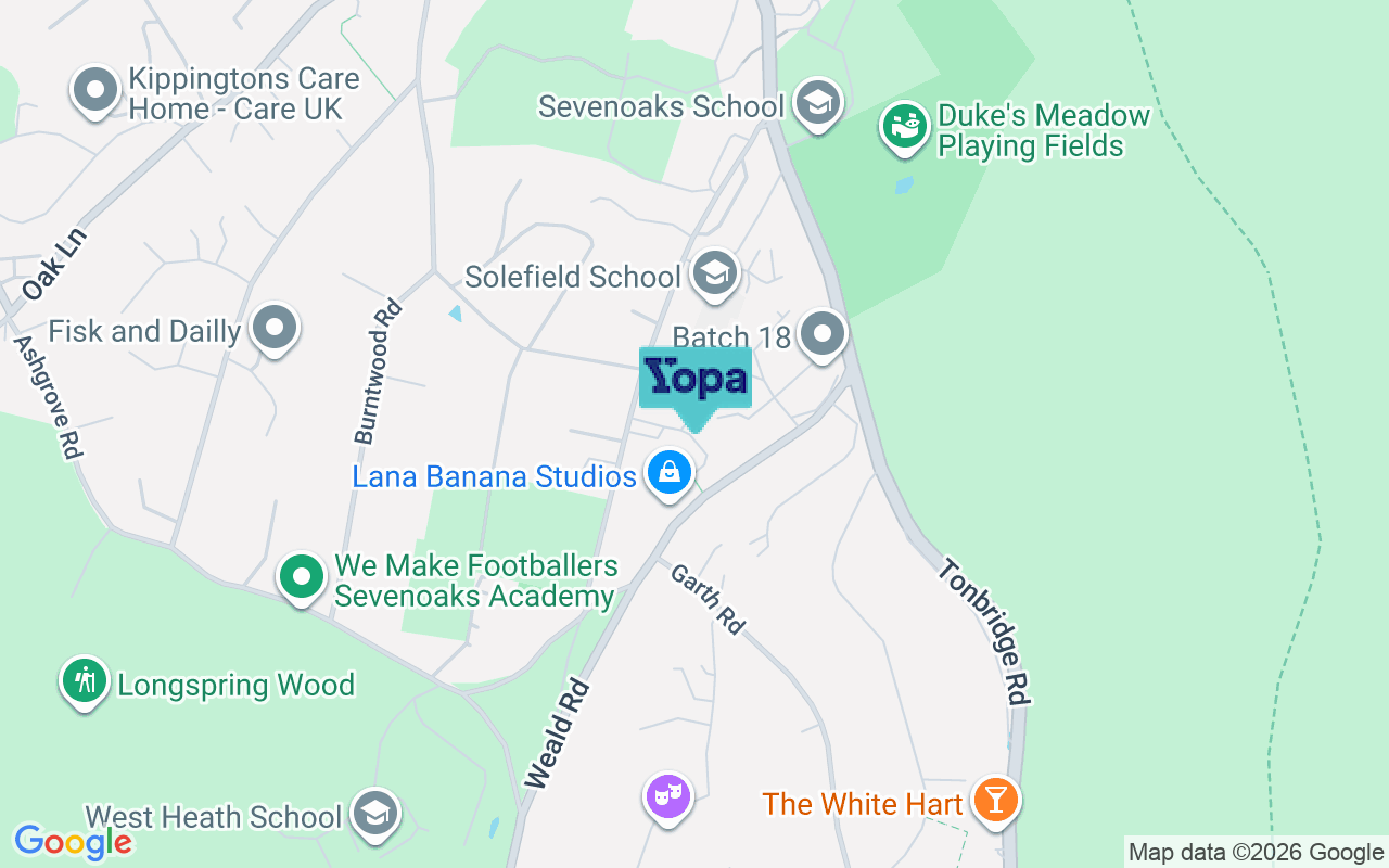 Map showing the location of TN13 1PQ