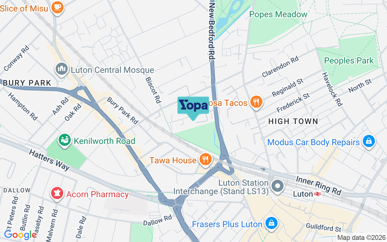 Map showing the location of LU3 1DZ