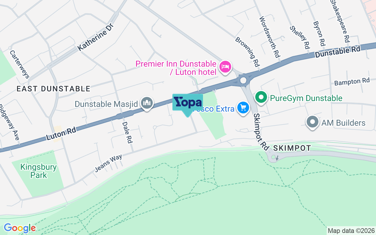 Map showing the location of LU5 4QB