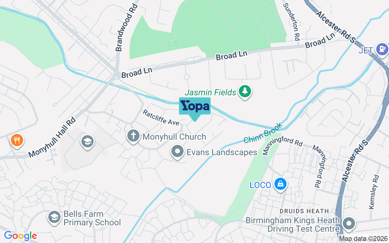 Map showing the location of B30 3NT