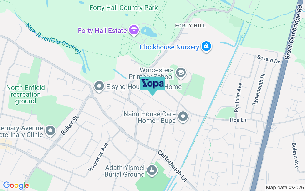 Map showing the location of EN1 4TX