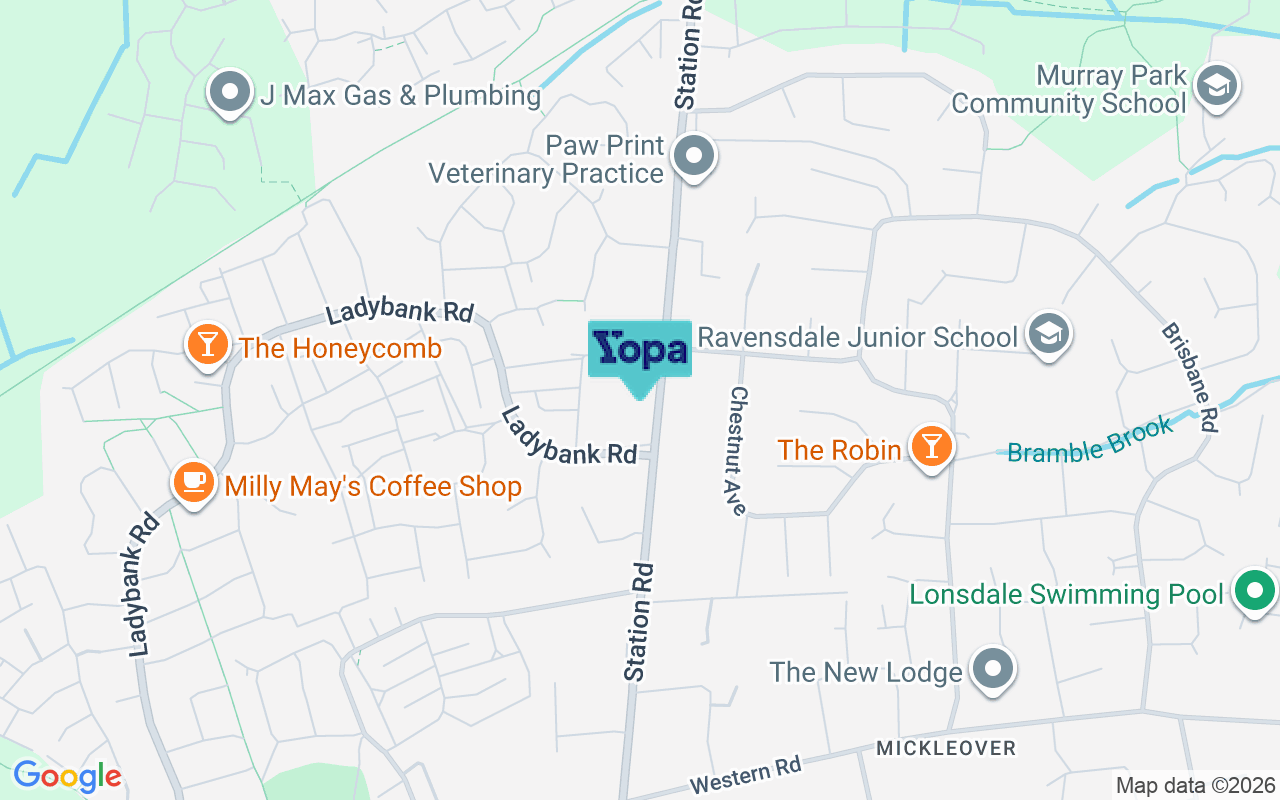 Map showing the location of DE3 9FJ