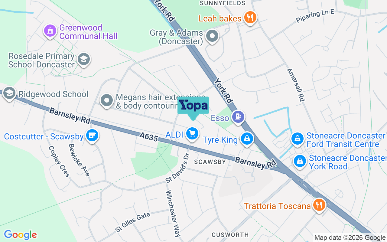 Map showing the location of DN5 8SF