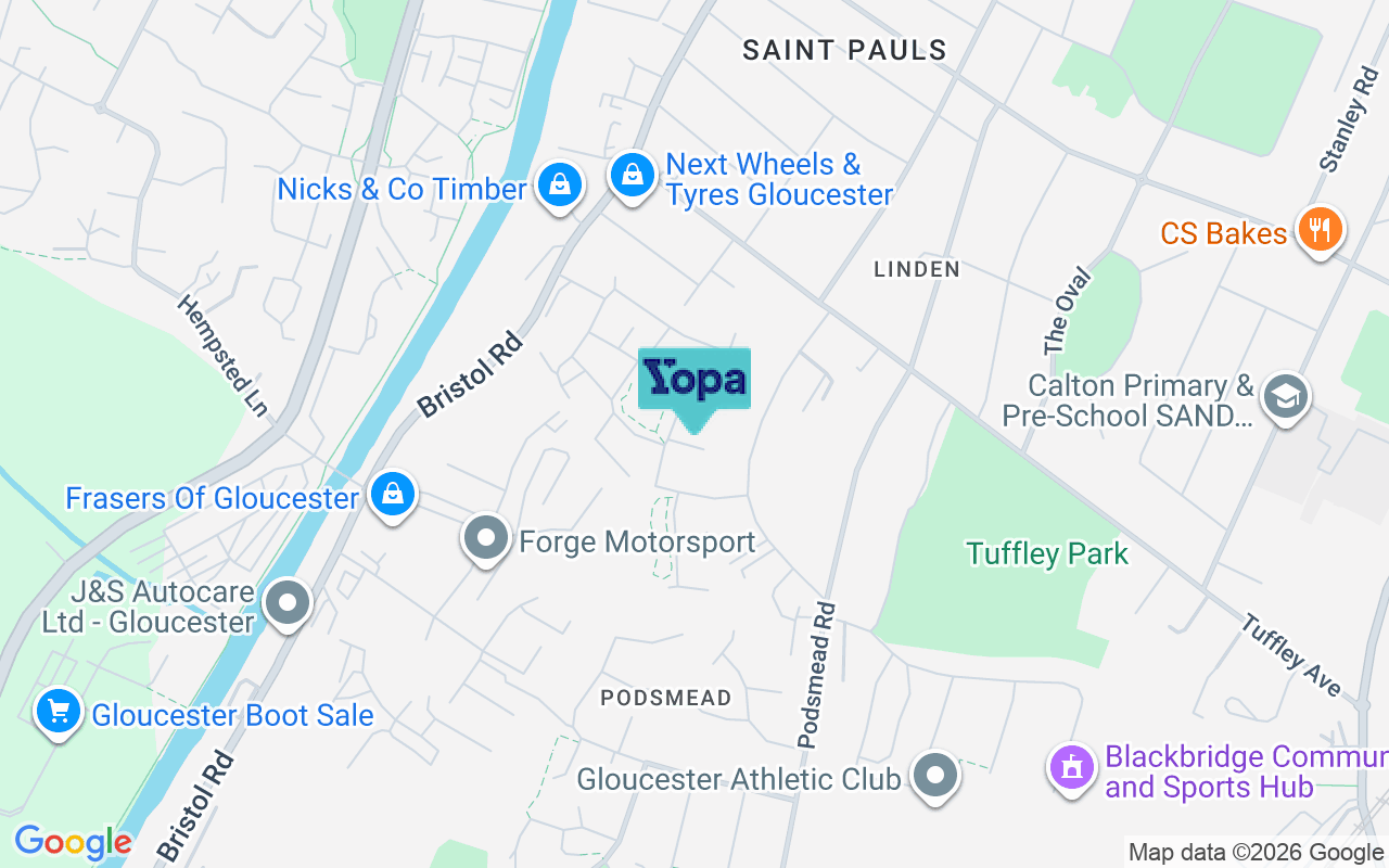Map showing the location of GL1 5QZ