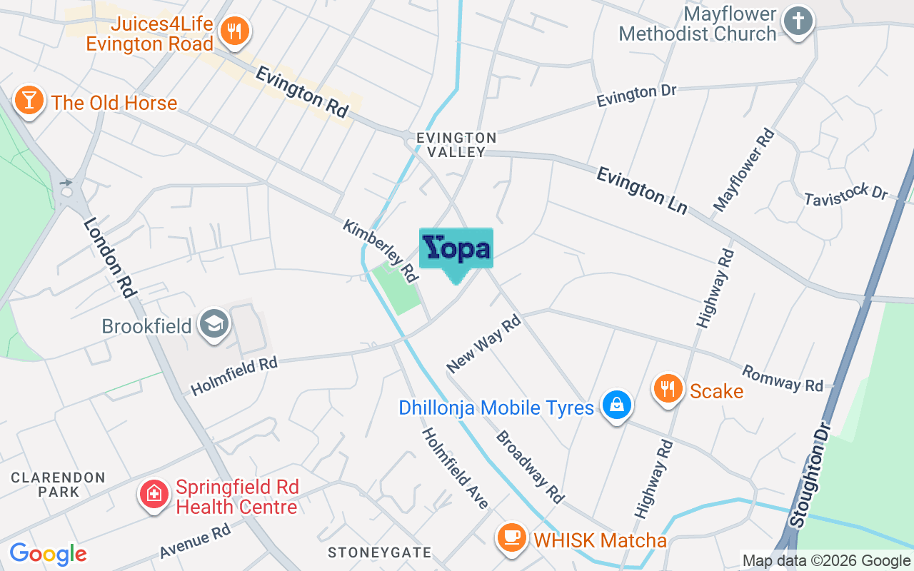 Map showing the location of LE2 1SB