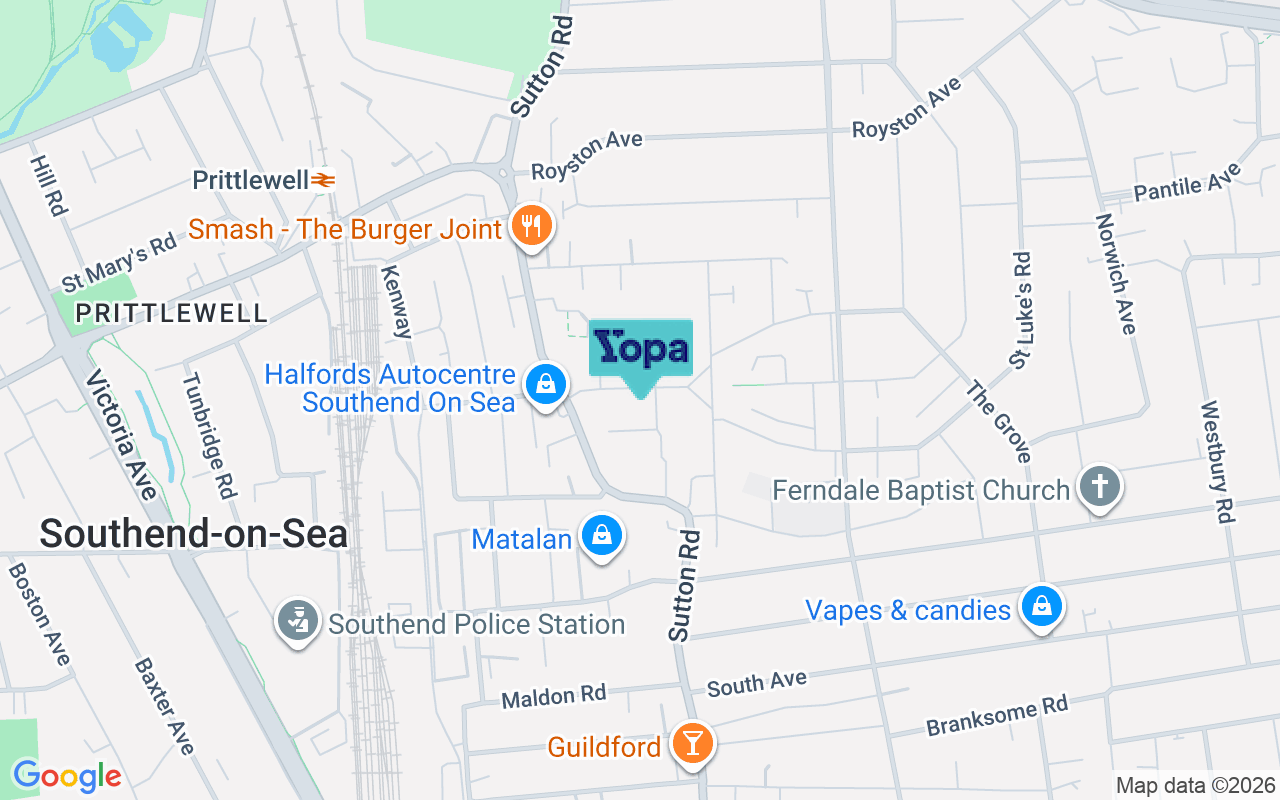 Map showing the location of SS2 5HF