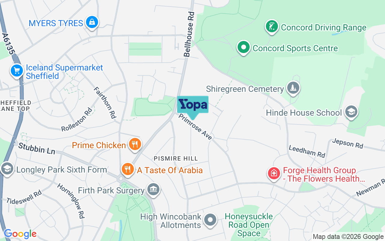 Map showing the location of S5 6FS