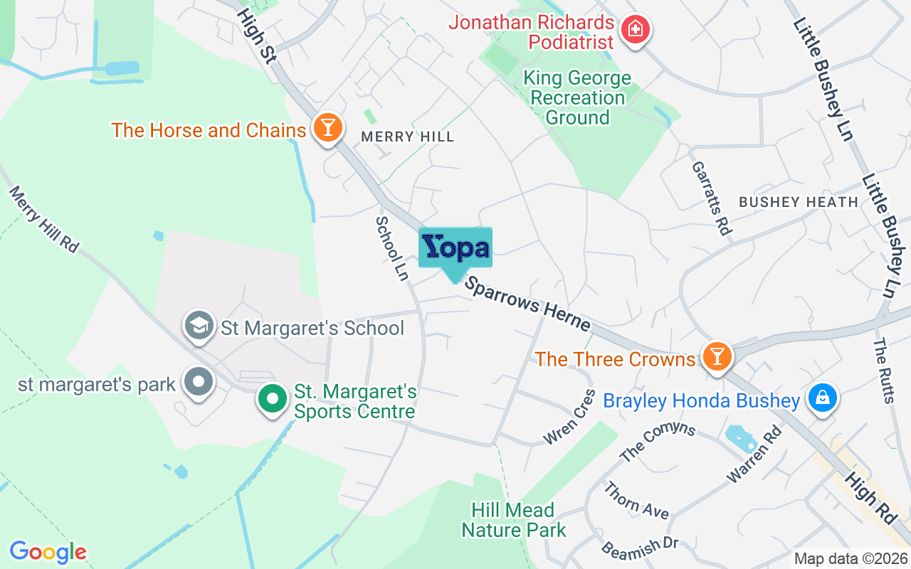 Map showing the location of WD23 1AE