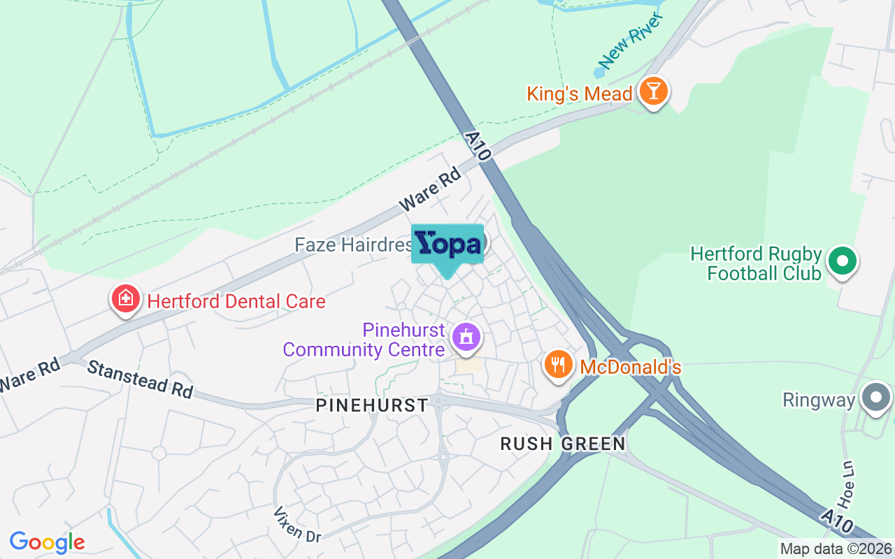 Map showing the location of SG13 7SW