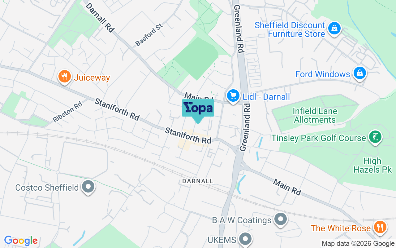 Map showing the location of S9 4RH