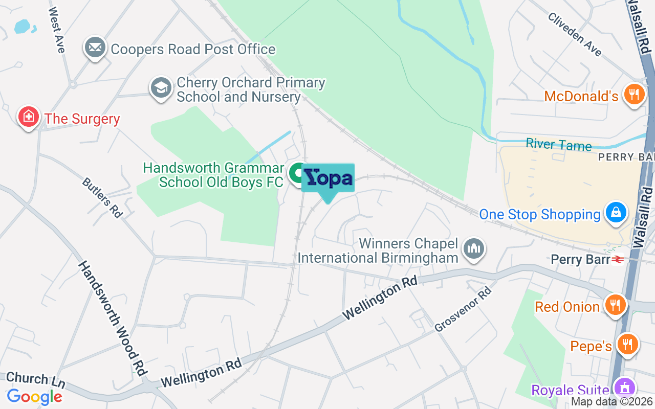 Map showing the location of B20 2AY