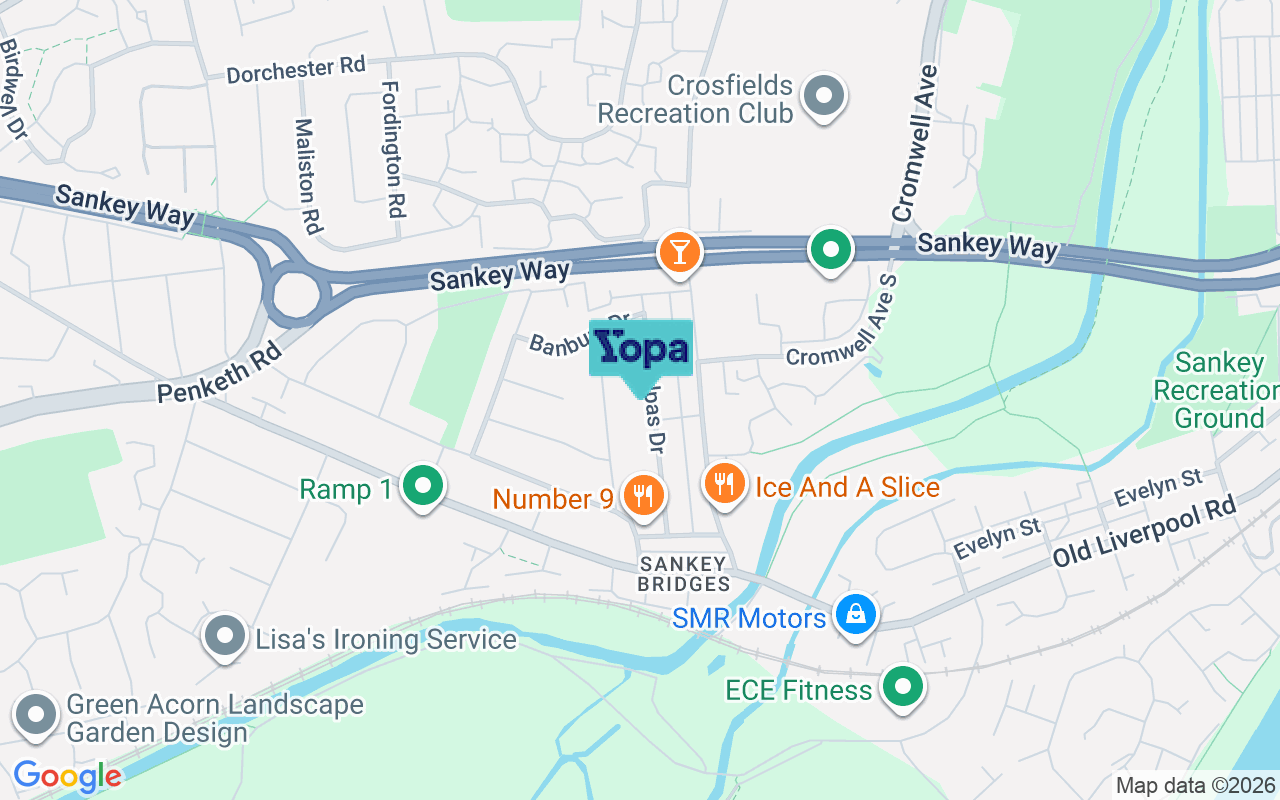 Map showing the location of WA5 1HN