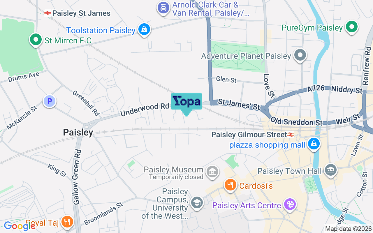 Map showing the location of PA3 1TG