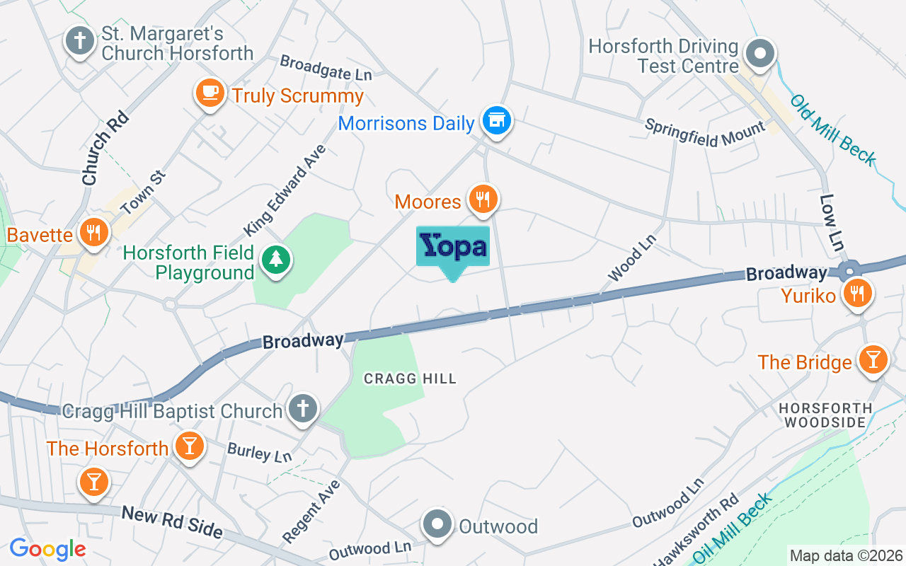 Map showing the location of LS18 4HA
