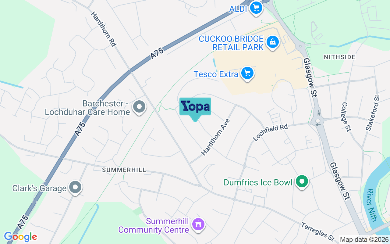 Map showing the location of DG2 9JE