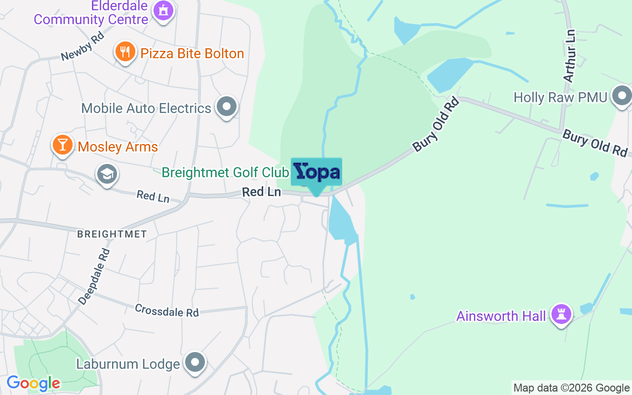 Map showing the location of BL2 5PB