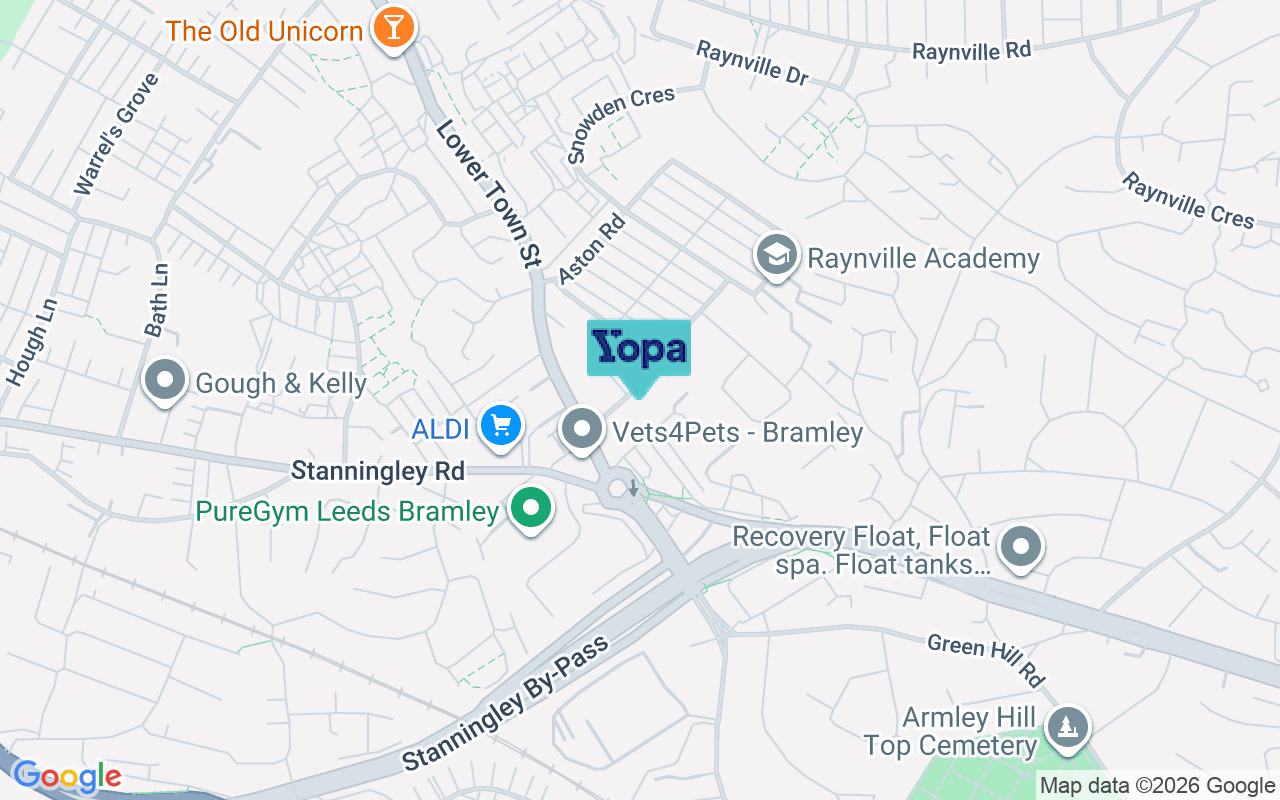 Map showing the location of LS13 2BT